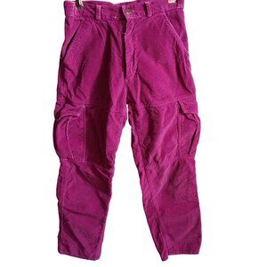 Vintage 80's Pierre Bonée Girls 12 24x25 Corduroy Cargo Pants Fuchsia Pink Cords